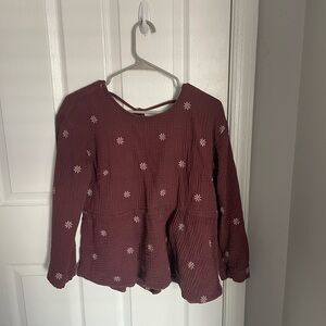 Madewell Burgundy Floral Blouse